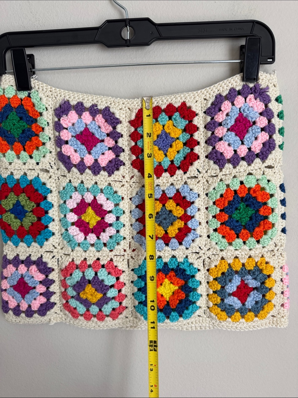 Handmade Crochet Granny Square Beach Mini Skirt Boho Festival Cover Up size S/M - Picture 8 of 9